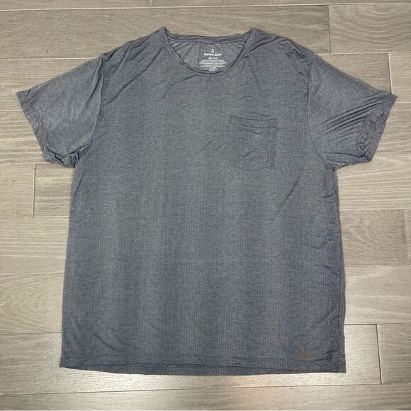 Tommy John Second Skin Luxe Rib Pajama Pocket Tee Gray Pin Striped Men’s 2XL XXL - Picture 9 of 11
